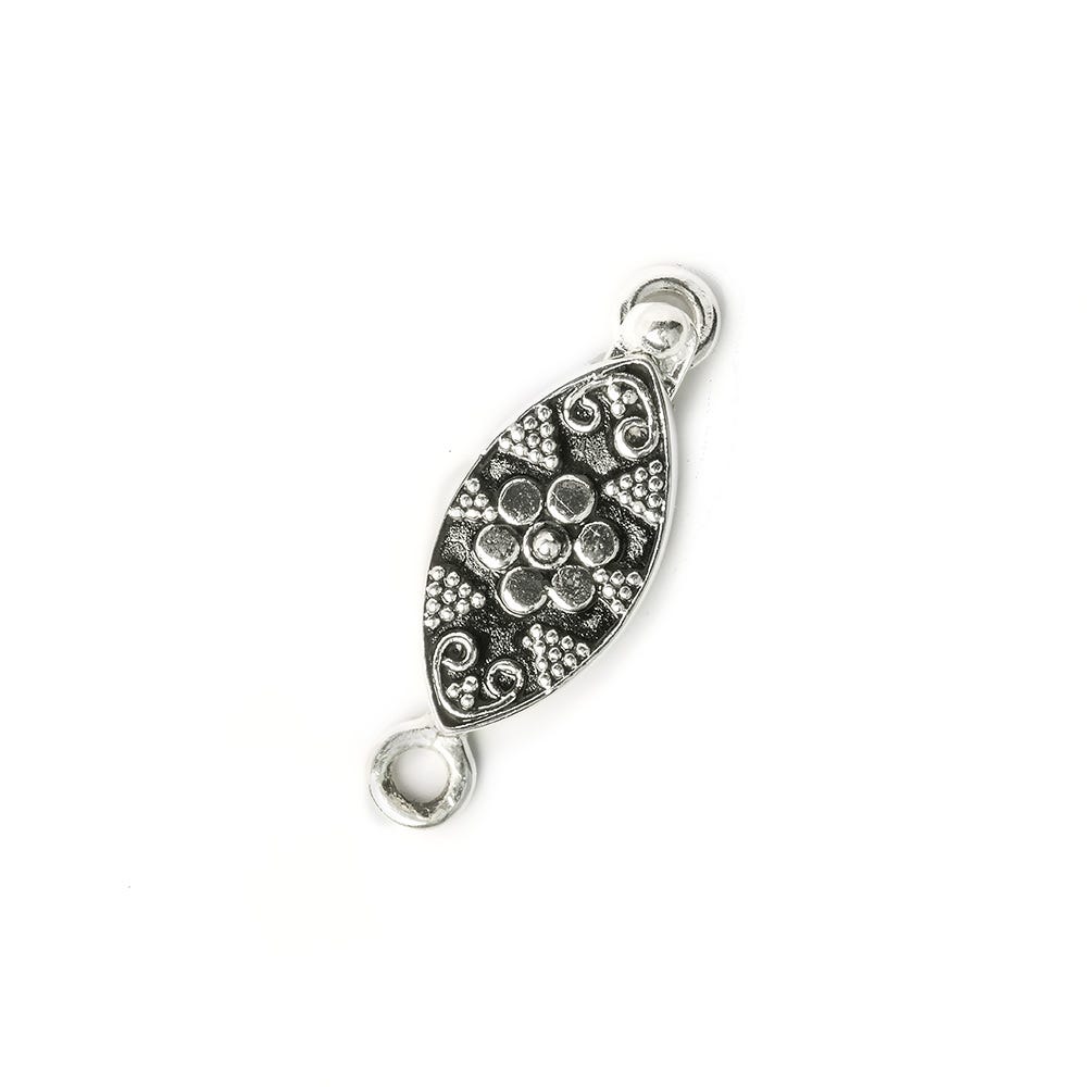19x9mm Sterling Silver Box Clasp Marquise Flower Design 1 piece (ONLINE ORDER ONLY)