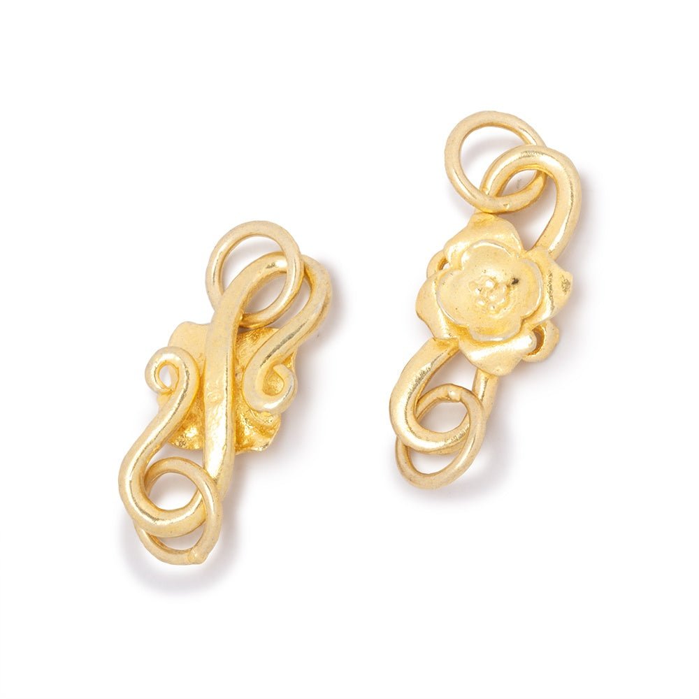 19x9mm Vermeil S Hook with a Dogwood Flower 1 piece (ONLINE ORDER ONLY)