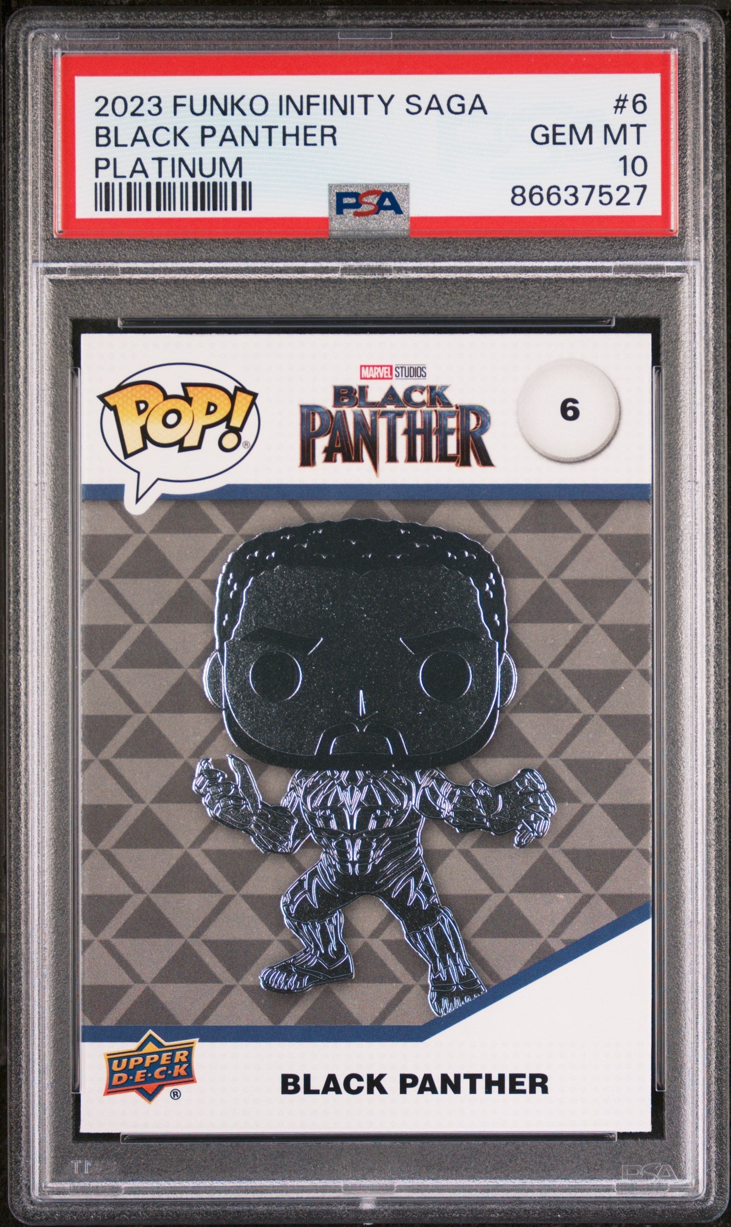 2023 UPPER DECK FUNKO POP MARVEL  BLACK PANTHER PLATINUM #6  PSA 10 (Online Order Only)