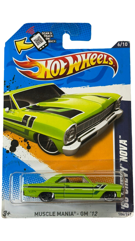 Hot Wheels '66 Chevy Nova, Muscle Mania - GM '12 6/10 [Green] 106/247 (Online Order Only)