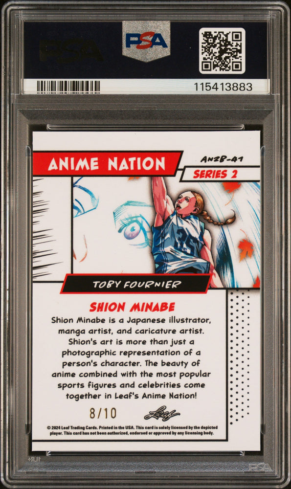 Graded 2025 Leaf Web Exclusives Toby Fournier #41 Anime Nation Series 2 Pink /10 Basketball Card PSA 8 Near Mint (ONLINE ORDER ONLY)