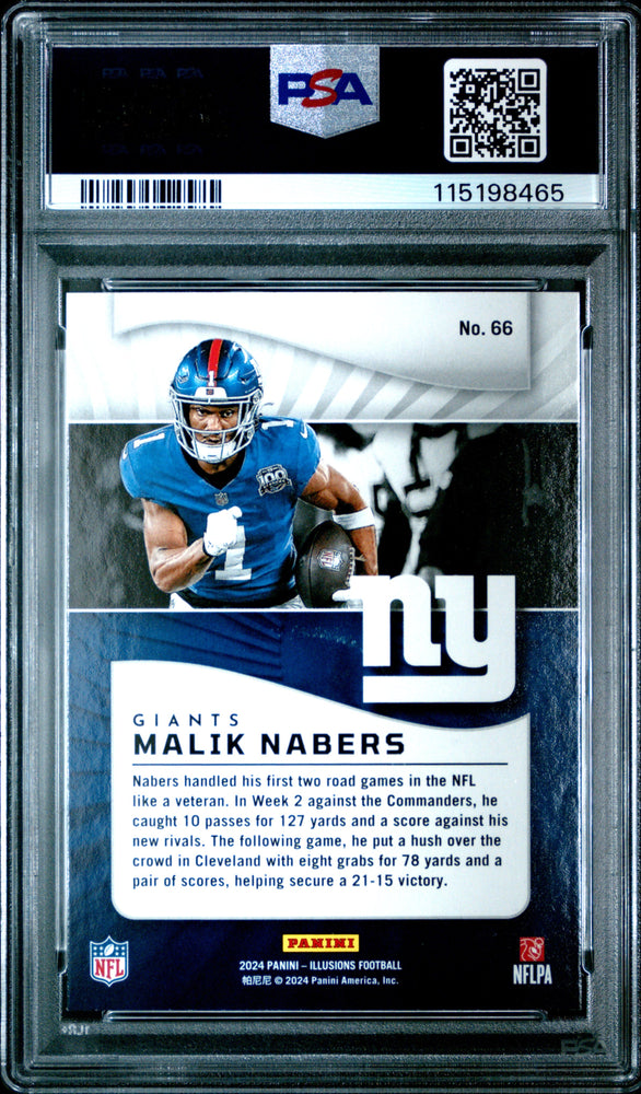 Graded 2024 Panini Illusions Malik Nabers #66 Retail Rookie RC Football Card PSA 10 Gem Mint (ONLINE ORDER ONLY)