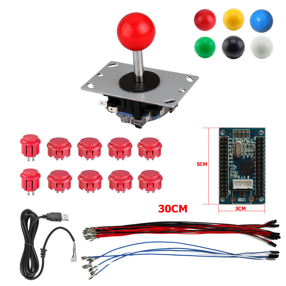 RAC-D300 DIY Arcade Joystick 2Pin Kits 8 Way Joystick Buttons USB Encoder Cables (Online Only)