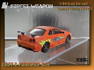 Street Weapon Nissan (R34) GT-R Fast & Furious Livery 1:64 (ONLINE ORDER ONLY)