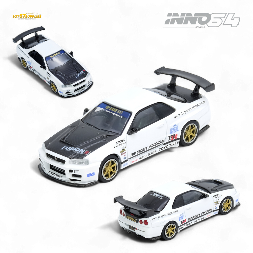 (Pre-Order) Inno64 Top Secret R34 GT-R - White 1:64 (ONLINE ORDER ONLY)