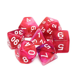 Red Clouds 7-Dice Set Pink/White w/White Numbers Dnd Dice Set (Online Only)