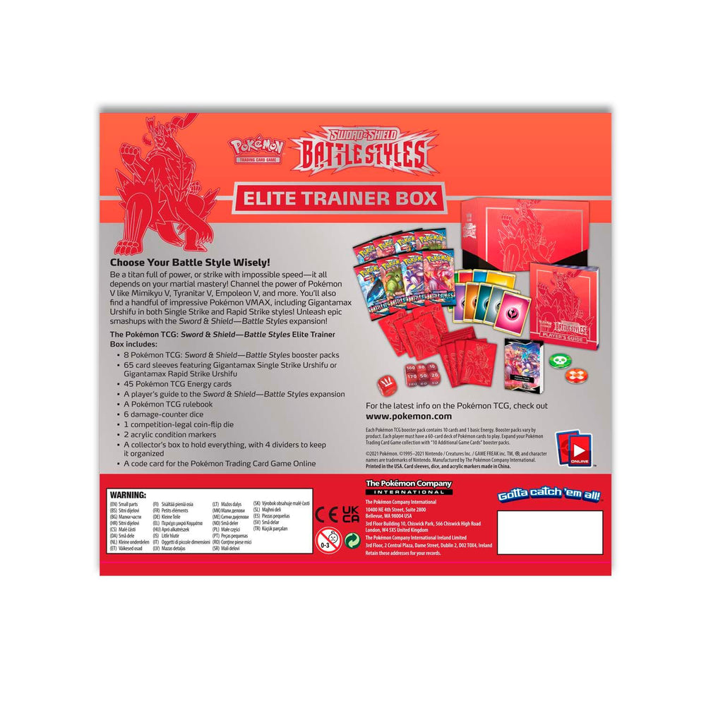 Sword & Shield: Battle Styles - Elite Trainer Box (Gigantamax Single Strike Urshifu) (ONLINE ORDER ONLY)