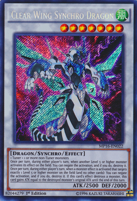 Clear Wing Synchro Dragon [MP16-EN022] Secret Rare (ONLINE ORDER ONLY)