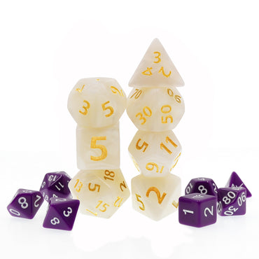 White Giant Pearl Dice (7) RPG Role Playing Game Dice (Online Only)