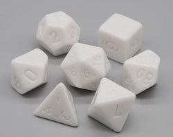 White Opaque (unink) 7-Dice Set of Polyhedral Dice for DND, RPG (Online Only)