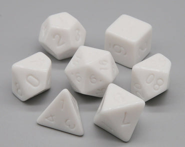 White Opaque (unink) 7-Dice Set of Polyhedral Dice for DND, RPG (Online Only)