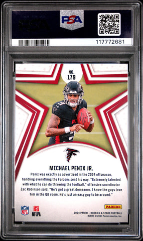 Graded 2024 Panini Rookies & Stars Michael Penix Jr #179 Red Rookie RC Football Card PSA 10 Gem Mint (ONLINE ORDER ONLY)
