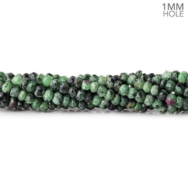 1mm hole Ruby in Zoisite Faceted Rondelles 3.5-4mm dia. 128 beads (ONLINE ORDER ONLY)