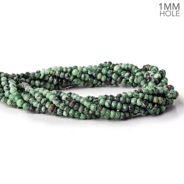 1mm hole Ruby in Zoisite Faceted Rondelles 3.5-4mm dia. 128 beads (ONLINE ORDER ONLY)