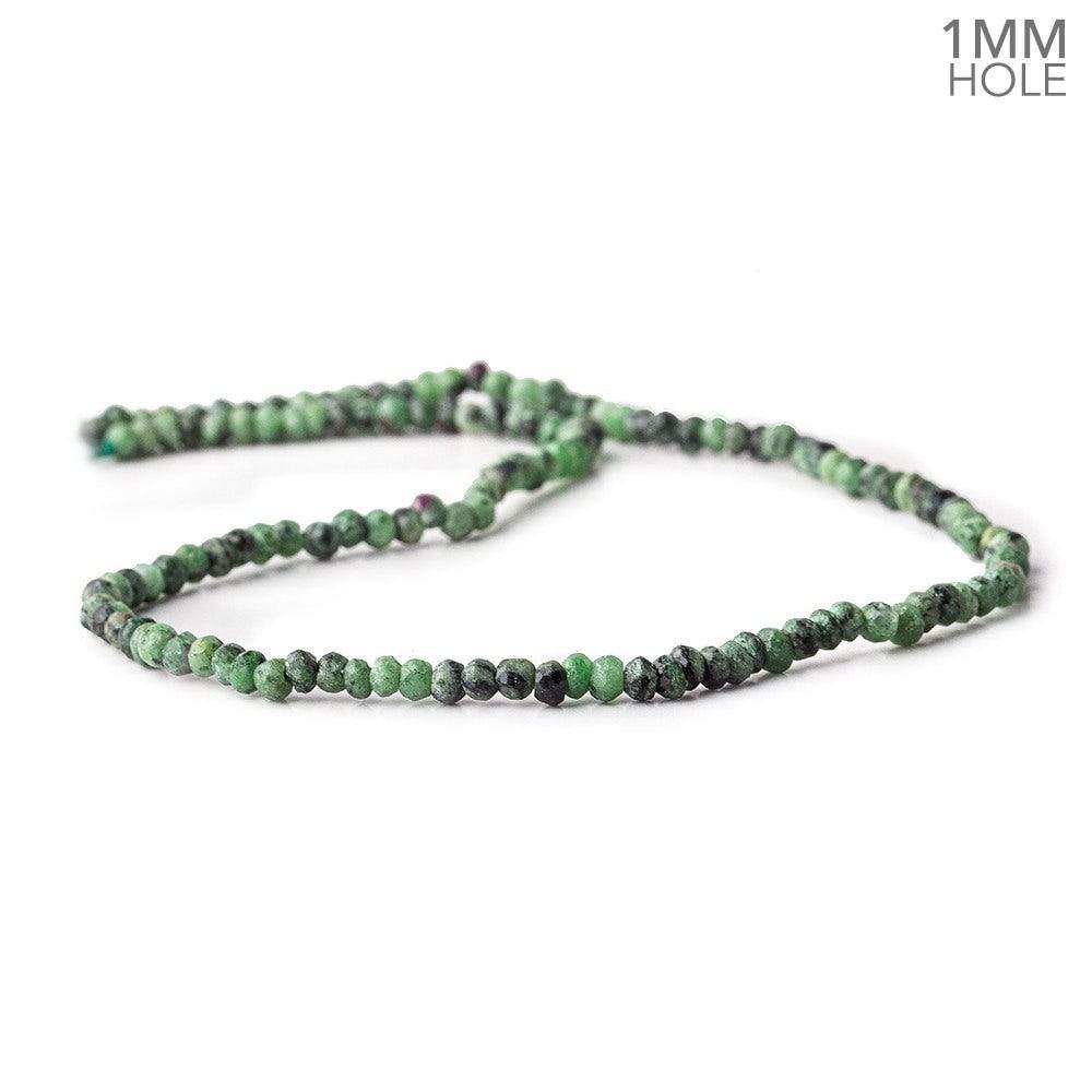 1mm hole Ruby in Zoisite Faceted Rondelles 3.5-4mm dia. 128 beads (ONLINE ORDER ONLY)