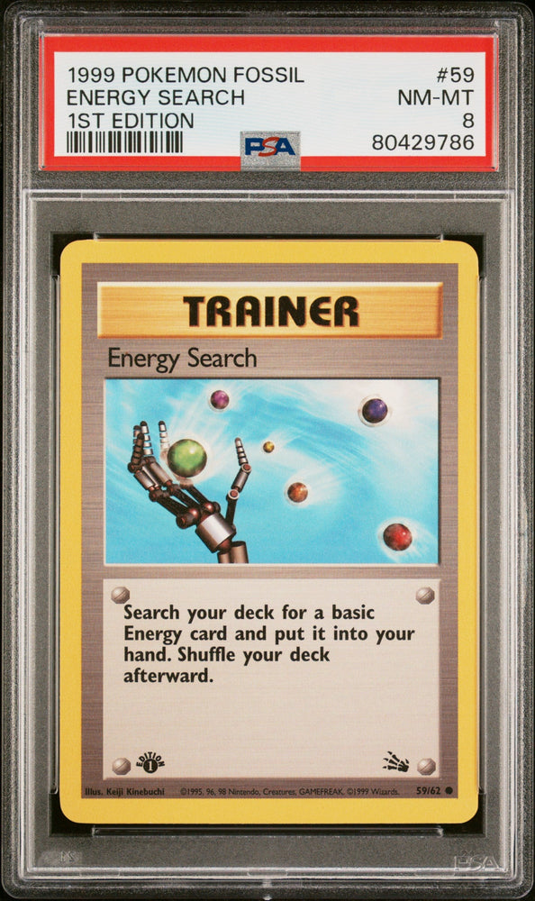 1999 POKEMON FOSSIL ENERGY SEARCH #59 FIRST EDITION - PSA 8 (Online Order Only)