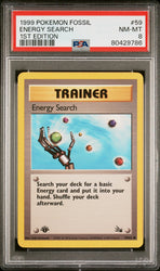 1999 POKEMON FOSSIL ENERGY SEARCH #59 FIRST EDITION - PSA 8 (Online Order Only)