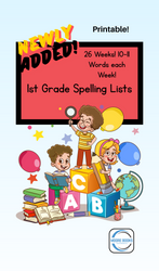 1st Grade Spelling Lists - Printable - 26 weeks (ONLINE ORDER ONLY)