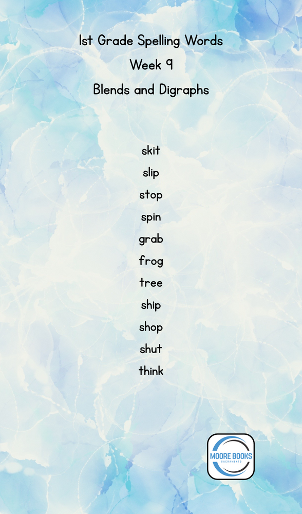 1st Grade Spelling Lists - Printable - 26 weeks (ONLINE ORDER ONLY)