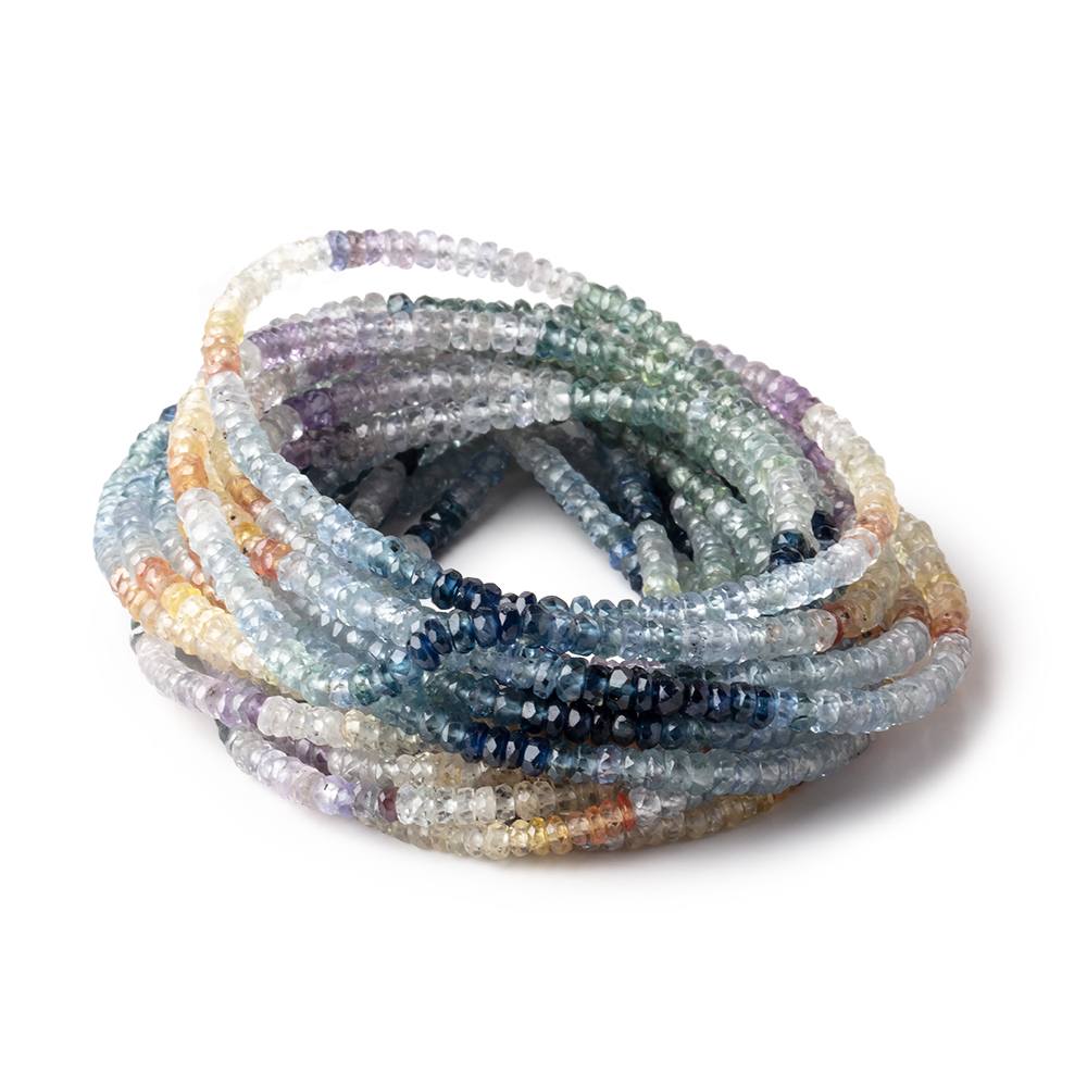 2-2.5mm Multi Color Sapphire Faceted Rondelle Beads 15 inch 300 pieces AAA (ONLINE ORDER ONLY)
