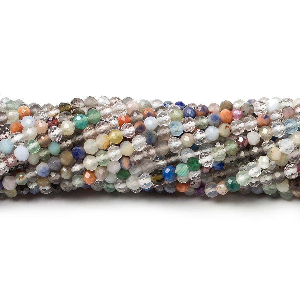 2-2.5mm Multi Gemstone Micro Faceted rondelle beads 13 inch 175 pieces (ONLINE ORDER ONLY)