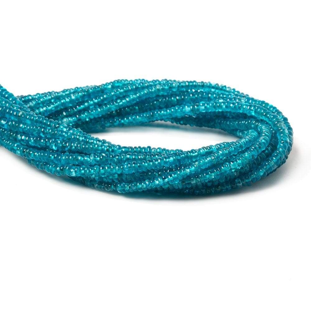 2-3mm Neon Blue Apatite unfaceted rondelle 13 inch 256 Beads (ONLINE ORDER ONLY)