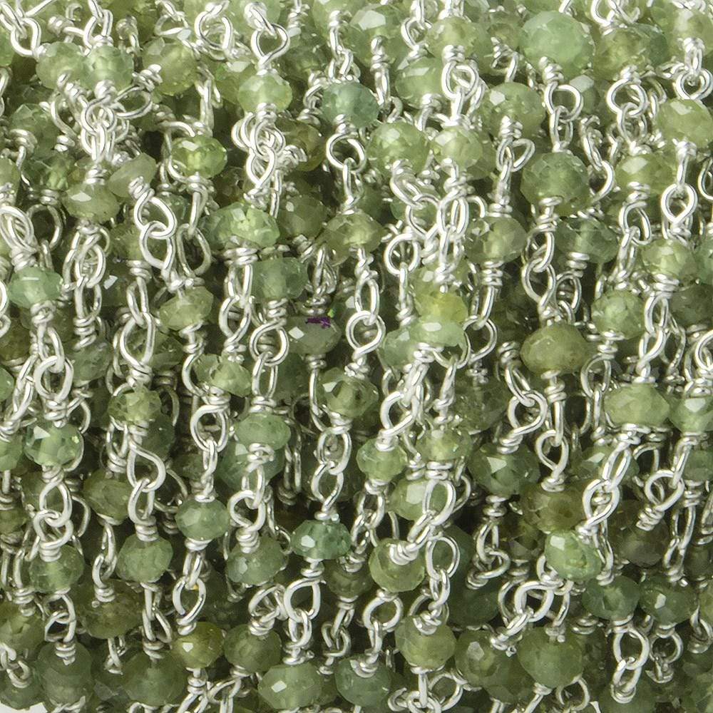 2-3mm Tsavorite Garnet Faceted Rondelle with Sterling Silver Chain by foot 43 pieces (ONLINE ORDER ONLY)