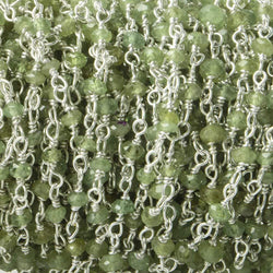 2-3mm Tsavorite Garnet Faceted Rondelle with Sterling Silver Chain by foot 43 pieces (ONLINE ORDER ONLY)