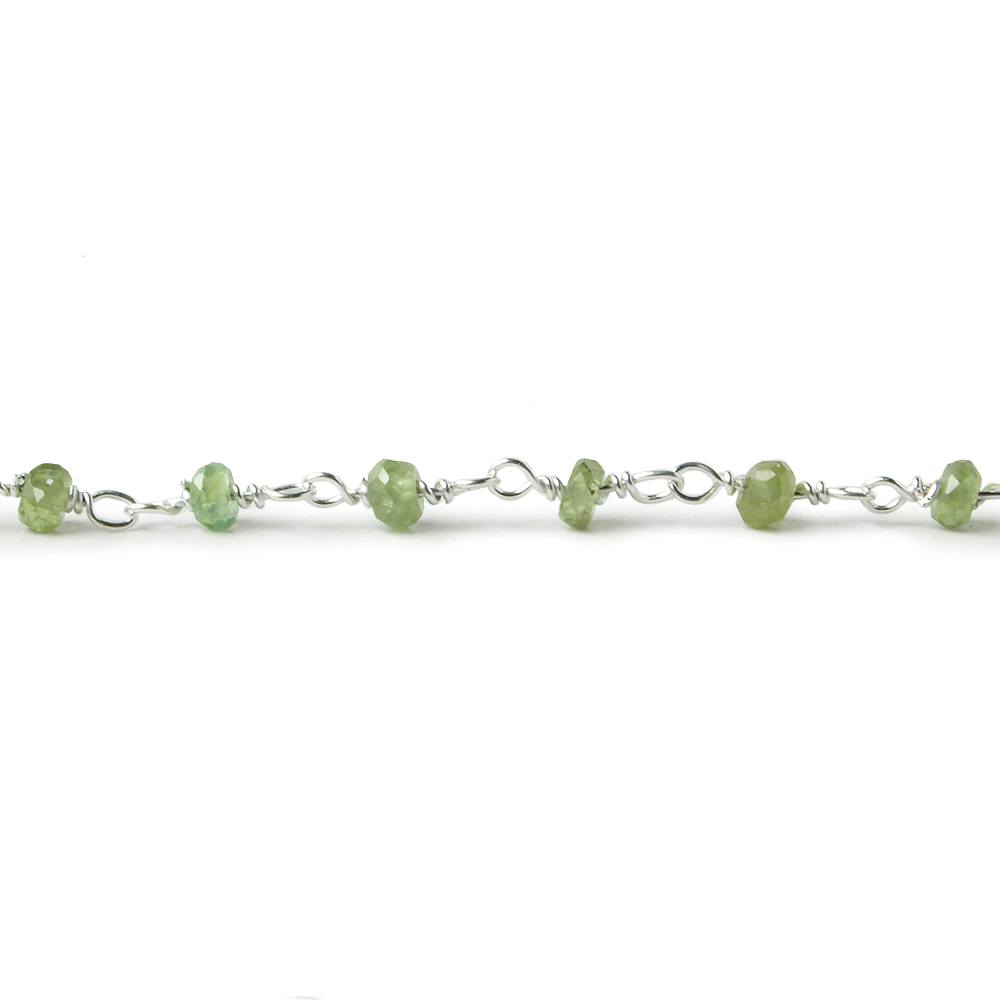 2-3mm Tsavorite Garnet Faceted Rondelle with Sterling Silver Chain by foot 43 pieces (ONLINE ORDER ONLY)