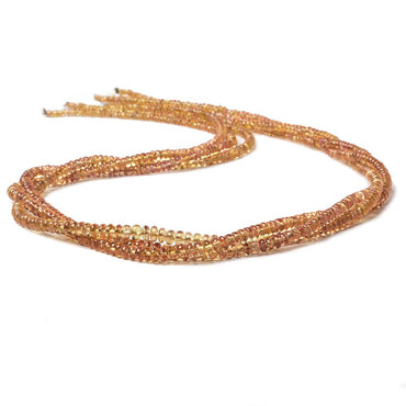 2-4mm Orange Yellow Fancy Sapphire plain rondelles 19 inch 302 beads AA (ONLINE ORDER ONLY)
