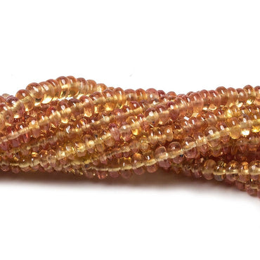 2-4mm Orange Yellow Fancy Sapphire plain rondelles 19 inch 302 beads AA (ONLINE ORDER ONLY)