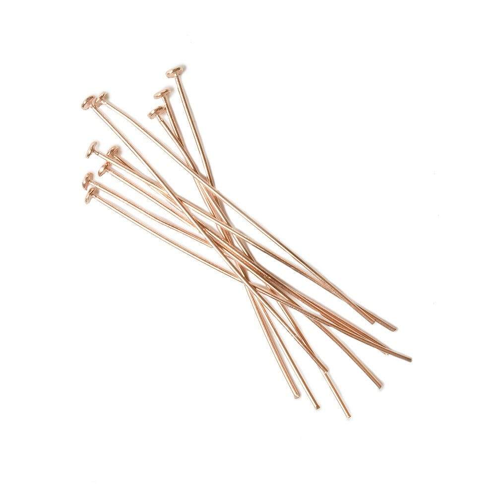 2" length Rose Gold Disc Headpin 22 Gauge Wire 10 pieces per Bag (ONLINE ORDER ONLY)