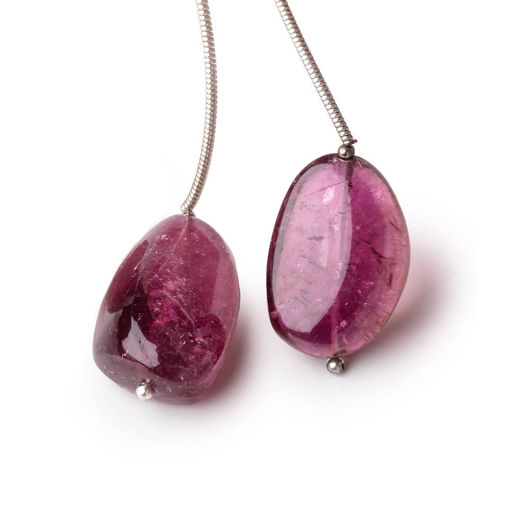 20-21mm Rubellite Tourmaline Plain Nugget Focal Beads Set of 2 AA (ONLINE ORDER ONLY)