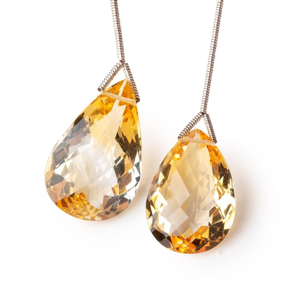 20-22mm Citrine Faceted Pear Focal Set of 2 Beads (ONLINE ORDER ONLY)