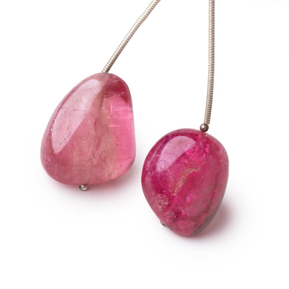 20-22mm Rubellite Tourmaline Plain Nugget Focal Beads Set of 2 AA (ONLINE ORDER ONLY)