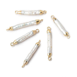 20-23mm Gold Leafed White Biwa Freshwater Pearl Connector 1 piece (ONLINE ORDER ONLY)