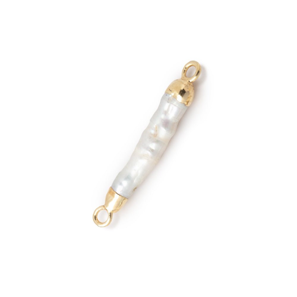 20-23mm Gold Leafed White Biwa Freshwater Pearl Connector 1 piece (ONLINE ORDER ONLY)