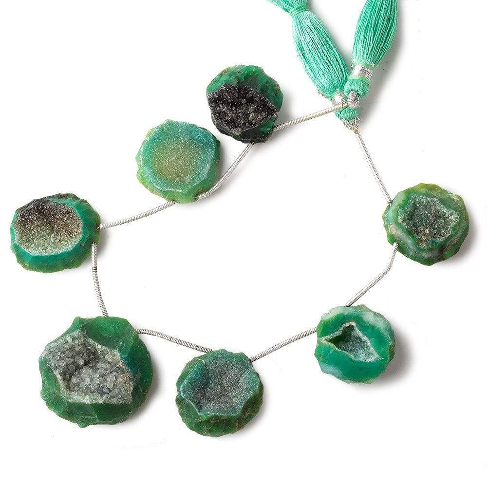 20-27mm Emerald Green Hammer Faceted Drusy Coin Beads 7 pieces (ONLINE ORDER ONLY)