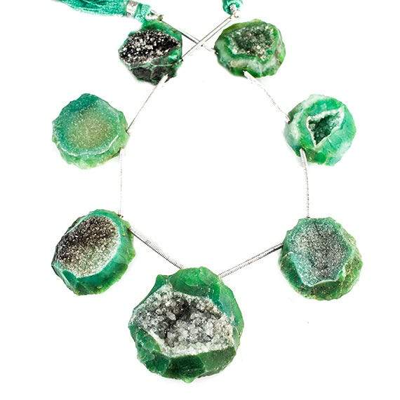 20-27mm Emerald Green Hammer Faceted Drusy Coin Beads 7 pieces (ONLINE ORDER ONLY)