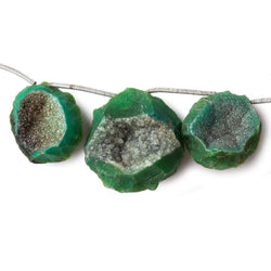 20-27mm Emerald Green Hammer Faceted Drusy Coin Beads 7 pieces (ONLINE ORDER ONLY)