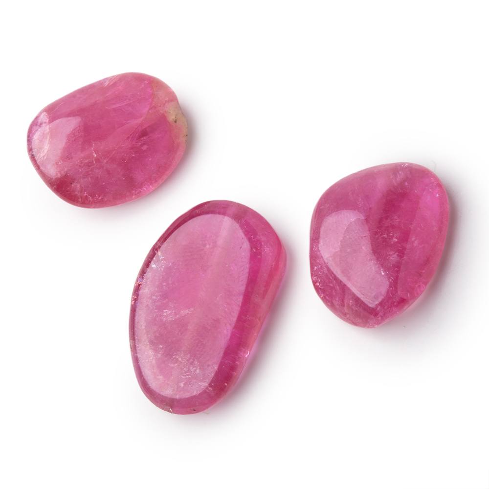 20-27mm Rubellite Tourmaline Plain Nugget Focal Beads Set of 3 AA (ONLINE ORDER ONLY)