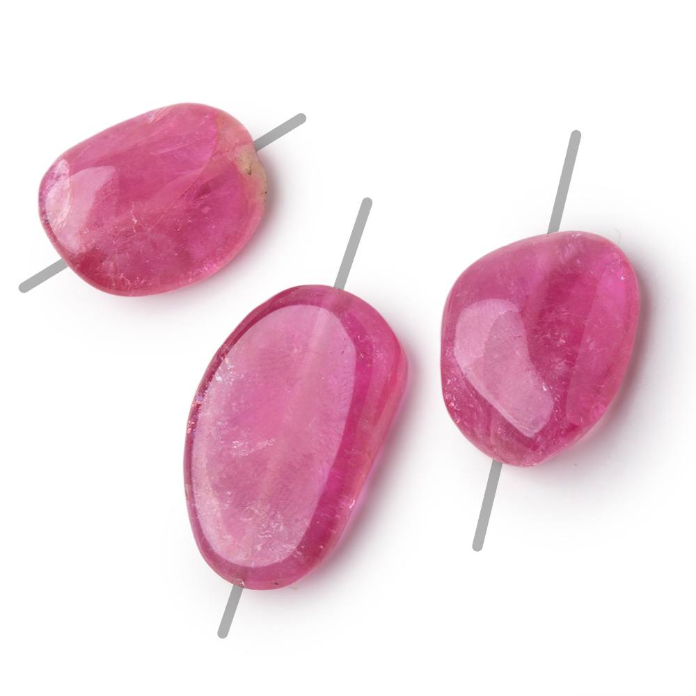 20-27mm Rubellite Tourmaline Plain Nugget Focal Beads Set of 3 AA (ONLINE ORDER ONLY)