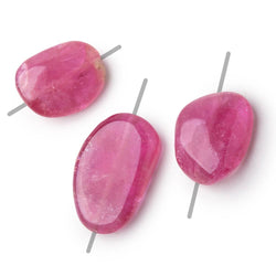 20-27mm Rubellite Tourmaline Plain Nugget Focal Beads Set of 3 AA (ONLINE ORDER ONLY)