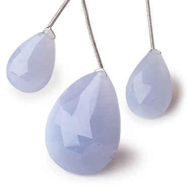 20-35mm Turkish Chalcedony Faceted Pear Focal Beads Set of 3 pieces (ONLINE ORDER ONLY)