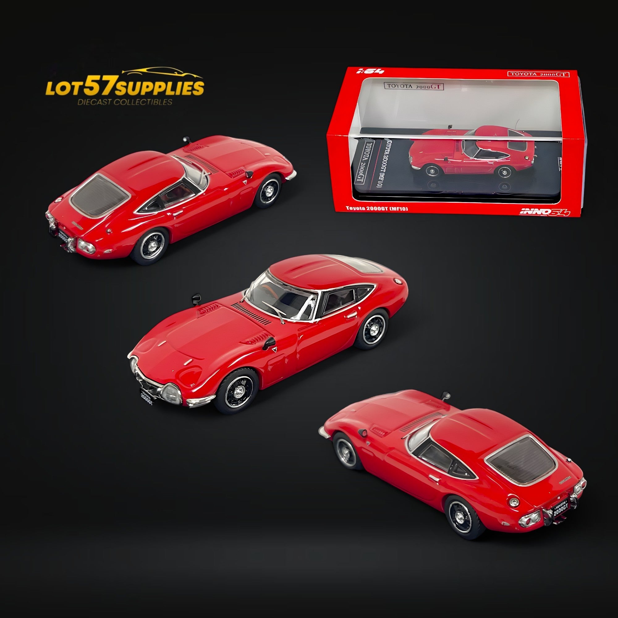 Inno64 Toyota 2000GT (MF10) in Red 1:64 (ONLINE ORDER ONLY)