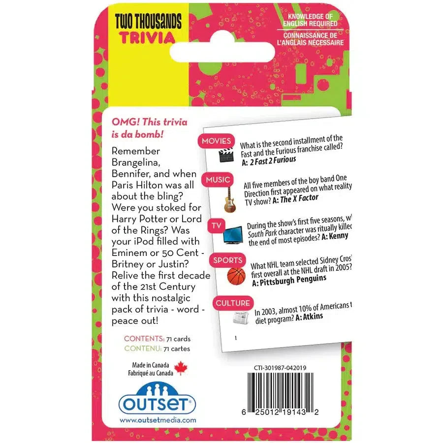 2000s A Decade of Trivia Card Game Outset (ONLINE ORDER ONLY)