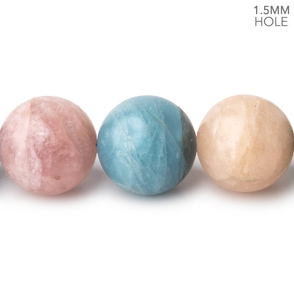 16mm Matte Multi Beryl plain round beads 16 inch 24 large hole beads A (ONLINE ORDER ONLY)