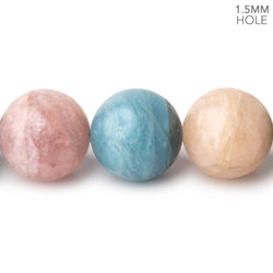16mm Matte Multi Beryl plain round beads 16 inch 24 large hole beads A (ONLINE ORDER ONLY)