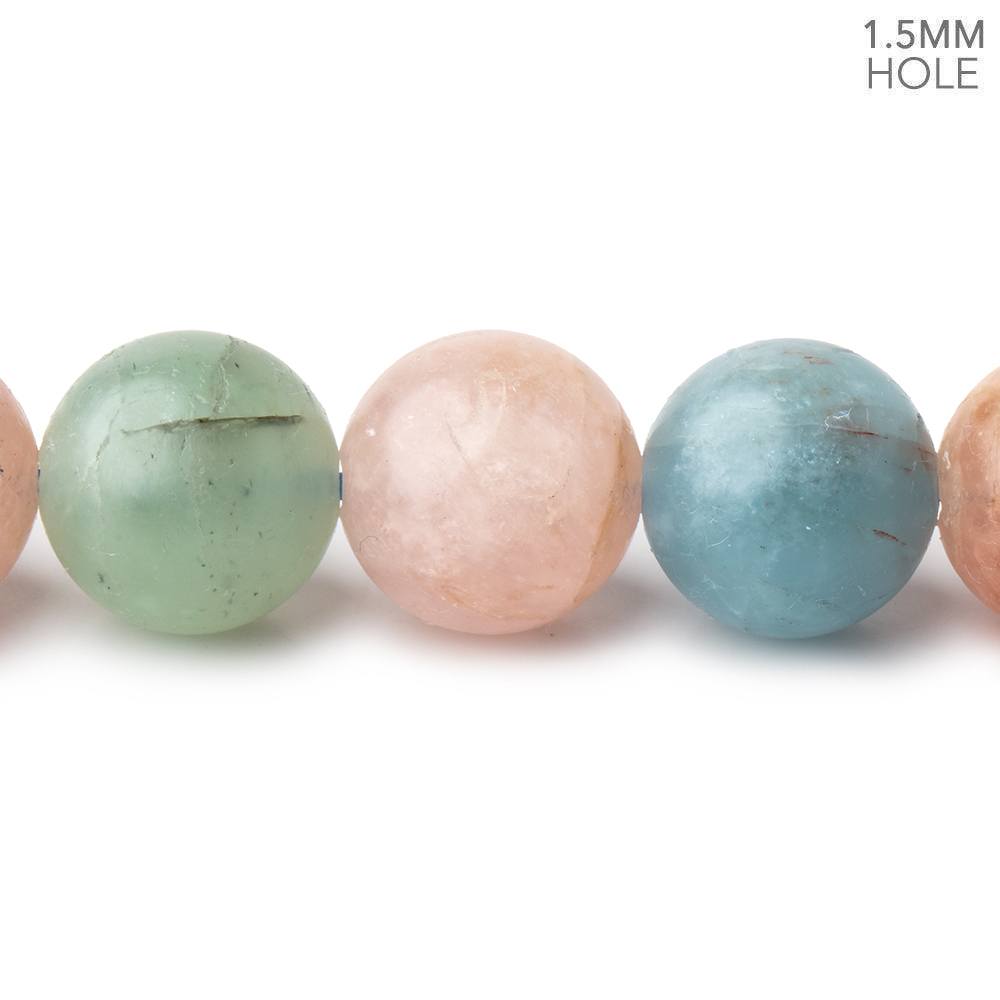 14mm Matte Multi Beryl plain round beads 16 inch 29 large hole beads A (ONLINE ORDER ONLY)