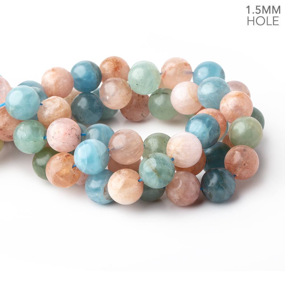 14mm Matte Multi Beryl plain round beads 16 inch 29 large hole beads A (ONLINE ORDER ONLY)